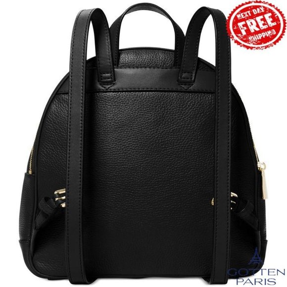 Michael Kors Brooklyn Leather Medium Backpack Black/Gold Women\'s Bag
